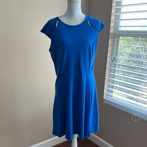 Michael by Michael Kors Elegant Blue Dress with Zipper Accents